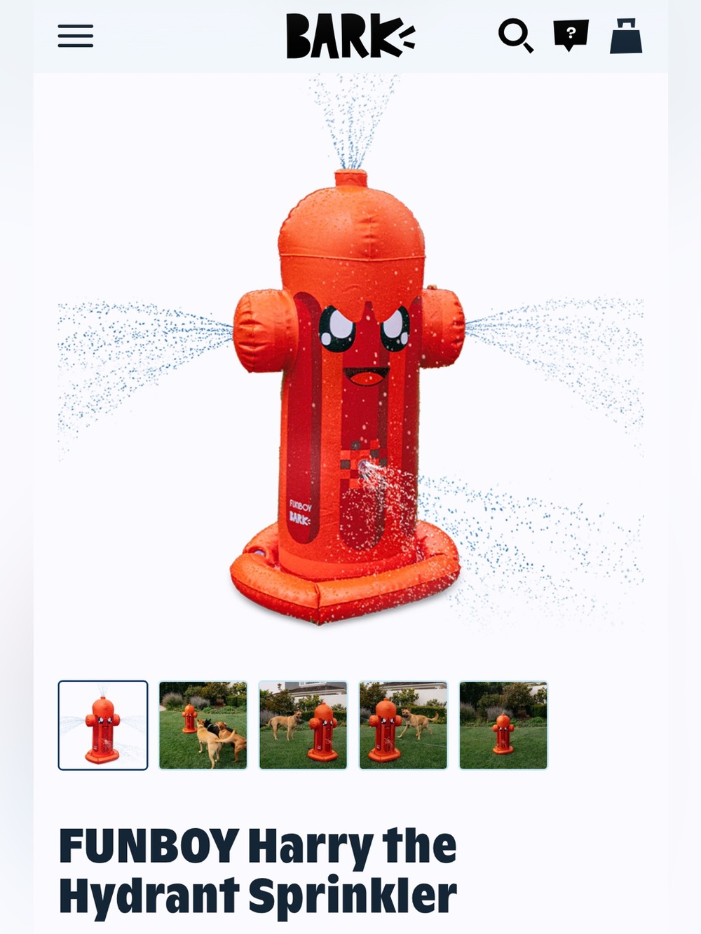 🚒💦NWT Bark Box FUNBOY Harry the Hydrant Sprinkler